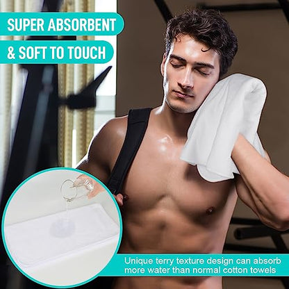 SINLAND Microfiber Gym Towels, Workout Sweat Towel 16x32In - color: Whitex3
