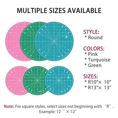 13"x13" Round Rotating Cutting Mat, Self Healing Mat with 360-Degree Rotation & Anti-Slip Base, Sewing Board Cutting Mat Perfect for Fabric Quilting Leather Hobby Project, Pink - color: Pink, size: 13"L x 13"W