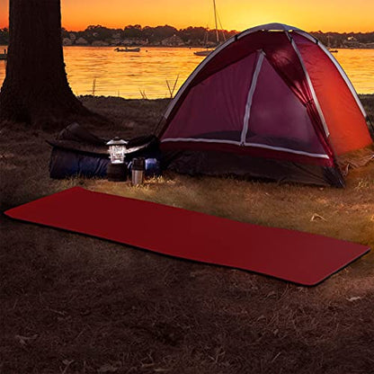 Foam Sleeping Pad - Lightweight Mat for Camping, Cots, Tents, Backpacking, and Yoga - Non-Slip and Waterproof with Handle by Wakeman - color: Red