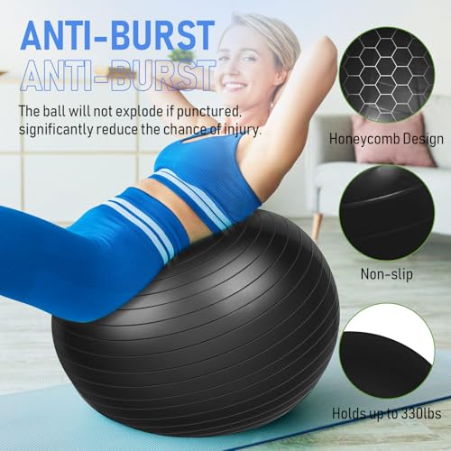 Leyndo 4 Pcs 26 Inch Yoga Exercise Ball Pilates - color: Black