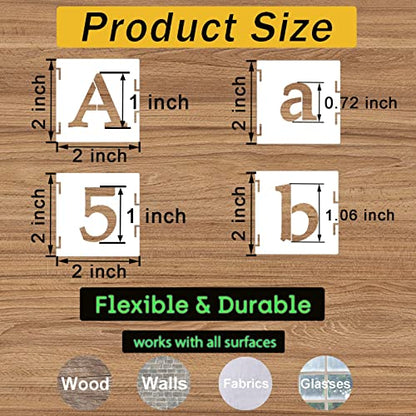 1 Inch Alphabet Letter Stencils, 65 Pcs Reusable Plastic Letter Number Symbol Interlocking Drawing Template Kit for Painting on Wood, Wall, Fabric, Rock, Signage, Door Porch - size: 1 Inch
