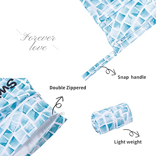 ALVA ALVABABY 2pcs Superior Waterproof Wet Dry Bags,Reusable with Two Zippered Pockets, Baby Cloth Diaper Wet Bags,Travel,Beach,Pool,Daycare,Soiled Baby Items,Yoga Gym Bag,Wet bag for Swimsuit - color: 02pool&swimsuit