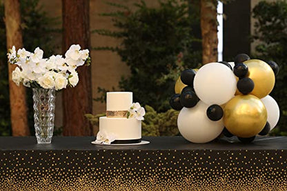 Neatiffy 54 x 108 Inch Rectangle Plastic Table Cloth Picnic/Camping/Birthday Party/Banquet Table Cover. Disposable/Reusable Tablecloths - Black with Golden Dot - color: Black With Golden Dot
