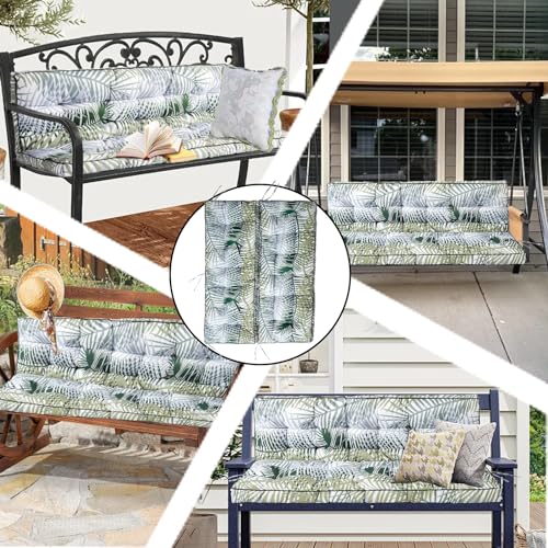 Porch Swing Cushion Three Seat Waterproof, Bamboo Leaves, 40 x 55in - color: Bamboo Leaves, size: 40 x 55in
