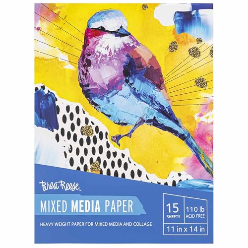 Brea Reese 60 Sheets Mixed Media Paper Pad - 11x14 in, 98 lb Acid-Free | Glue-Bound Artist Sketchbook for Watercolor, Acrylic & Ink, Heavyweight Sheets for Layering, Collaging & Dry Media