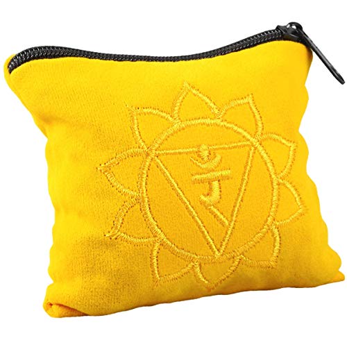 SUNYIK Tiger's Eye Tumbled Chips Stones with Solar Plexus Chakra Pillow | 0.5LB/230g Crushed Crystal Quartz Chips for 7 Chakra Healing Meditation Yoga Reiki Energy Balancing - color: Yellow/Yellow