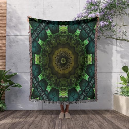 3dRose Mandala 28 Zen InnerBalance Green Harmony Chakra Meditation InnerPeace Woven Blanket