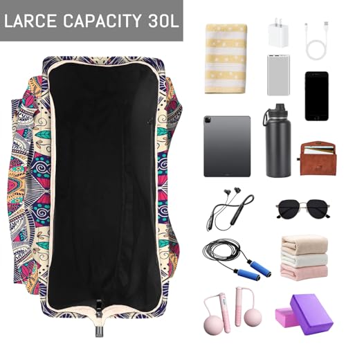 Mandala Yoga Mat Bag Large Yoga Bags and Carrier Fits All Your Stuff Yoga Tote Bags with Zipper Pocket Pilates Bag - color: Beige