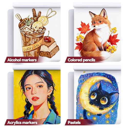 TRANSON 2 Pack A6 Mini Sketchbook Marker Pad, 110lb/160gsm Heavyweight Art Paper, No Bleed Through, 100 Sheets/200 Pages 4.13"x5.83" for Drawing & Sketching - size: 2 PACK A6 160gsm