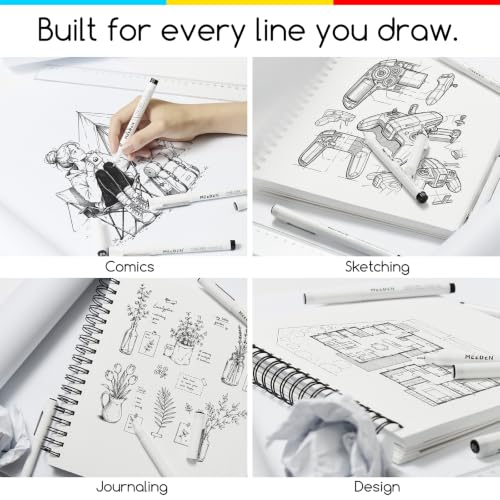 MEEDEN Micro Fineliner Drawing Pens: 6 Sizes, 0.05-1mm, Black Archival Ink | Waterproof ink for technical drawing, sketching, outlining, illustration, manga, and journaling - style: Multi-size (6 PCS)