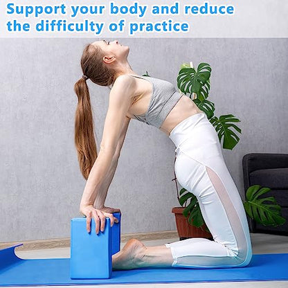 Honoson 20 Pcs Yoga Blocks Bulk 9''x6''x3'' High Density EVA Foam Blocks for Exercise Pilates Meditation, Lightweight Non-slip Surface, Improve Strength Balance Flexibility - color: Dark Blue