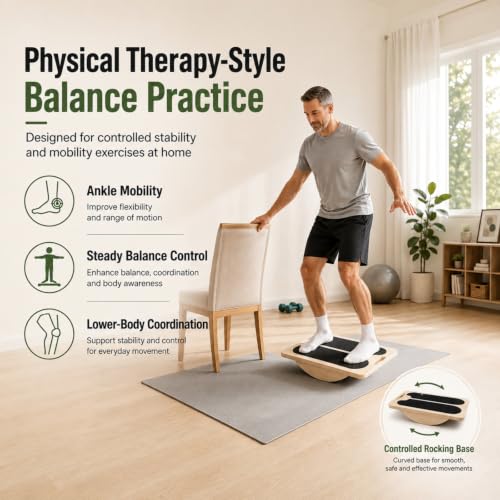 2-in-1 Wooden Slant Board for Calf Stretching & Balance Board