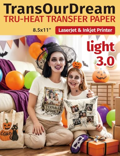 TransOurDream Heat Transfer Paper for Inkjet & LaserJet Printer (10 Sheets 8.5x11, Light 3.0) Printable HTV Heat Transfer Vinyl for T Shirts Iron on Transfers Paper for Light Fabric - color: Light, size: 10 Sheets