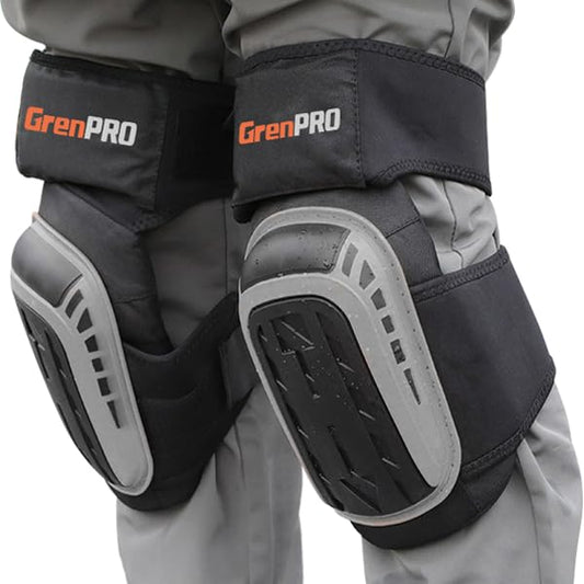 GRENPRO Heavy Duty Knee Pads, Gel Foam, Construction Work Gardening Gray - color: Gray