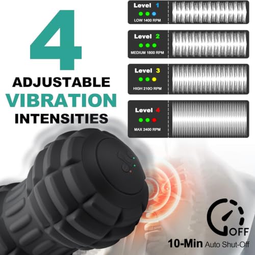 Vibrating Peanut Massage Ball for Plantar Fasciitis, 4-Speed Portable Massage Roller for Foot, Neck, Back, and Body - Deep Tissue Myofascial Release Mobility Ball Muscle Relaxer (Black) - color: Black