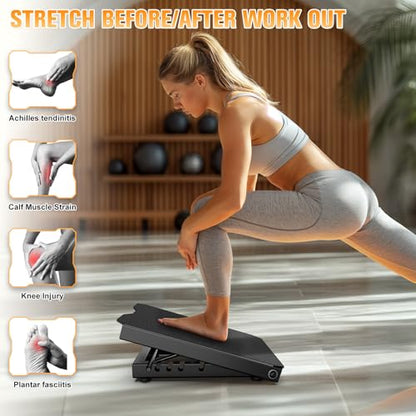 Metal Slant Board Calf Stretcher for Squat, Incline Balance Board - color: Black