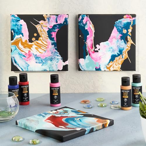 ARTEZA Acrylic Pouring Paint, 2oz (60 ml), Phthalo Green High Flow, No Mixing Needed, For Pouring on Canvas, Glass, Paper, Wood, Tile, Stones - color: Phthalo Green, size: 2 Fl Oz (Pack of 1)