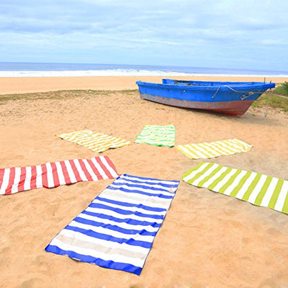 Your Choice Microfiber Beach Towel Sand-Free Quick Dry (67"x35"/60"x30") - color: Y-blue Stripes, size: Extra Large(67x35")