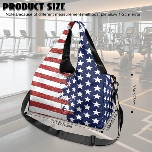 Yoga Gym Bag with Removable Adjustable Shoulder Strap, Shoe Compartment & Top Yoga Mat Holder 17.72x8.66x9.84in - color: American Creative Flag Print