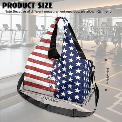 Yoga Gym Bag with Removable Adjustable Shoulder Strap, Shoe Compartment & Top Yoga Mat Holder 17.72x8.66x9.84in - color: American Creative Flag Print