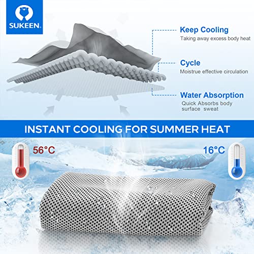 Sukeen 4 Pack Cooling Towels (40"x 12"), Cooling Neck Wraps, Soft Ice Towel - color: Dark Grey/Grey/Brown/Black