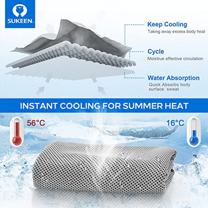 Sukeen 4 Pack Cooling Towels (40"x 12"), Cooling Neck Wraps, Soft Ice Towel - color: Dark Grey/Grey/Brown/Black