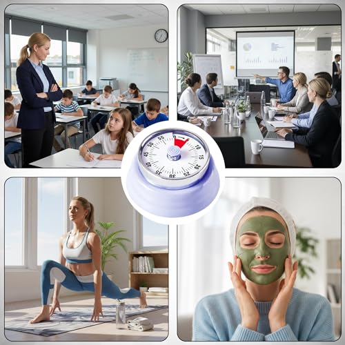 60-Minute Magnetic Visual Timer, Silent Operation and No Battery Needed, Time Management Tools for Kitchen, Homeschool Desk, Office Meetings & Home Learning Timer (Purple) - color: Purple