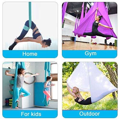 Foser Aerial Hammock, 16.4ft 9.2ft Swing Set for Anti-Gravity Yoga, Dance & Acrobatics - color: Gradient yellow