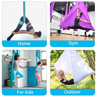 Foser Aerial Hammock, 16.4ft 9.2ft Swing Set for Anti-Gravity Yoga, Dance & Acrobatics - color: Gradient yellow