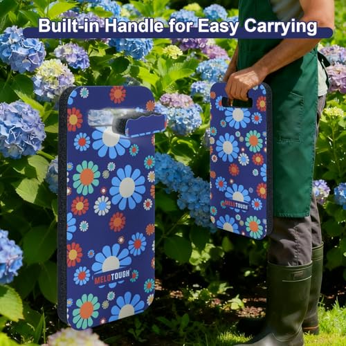 MELOTOUGH Garden Kneeling Pad, 1" Thick Soft NBR Foam Kneeling Pads for Gardening, Cleaning, Work - Lightweight & Comfortable, 15.75"x7.2" (Blue Flower) - color: Blue Flower