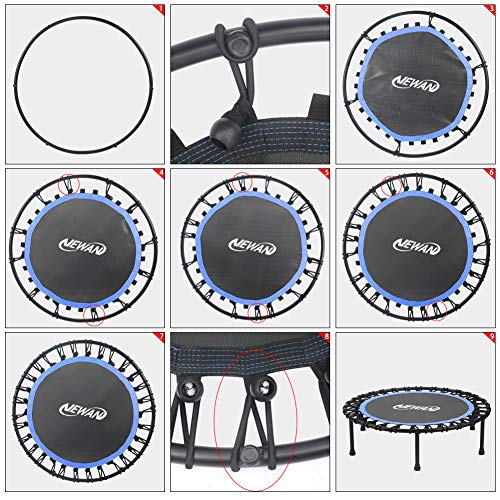 Newan 40"-48" Silent Mini Trampoline Fitness Trampoline Bungee Rebounder Jumping Cardio Trainer Workout for Adults-Max Limit 330lbs - color: 40" Round Blue (NO Handle)