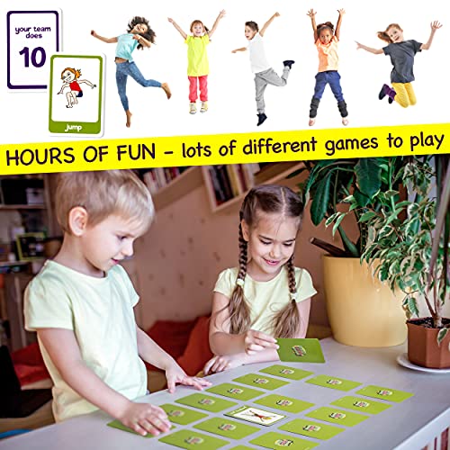 Exercise Cards for Kids, Play PE Games with 20 Exercises, 52 Cards | PE Teacher Must Haves, Solo or Group Play, Indoor Classroom Recess Games, Home School Therapy, Snap Memory Go Fish, Ages 4+ - style: Kids Exercise Cards