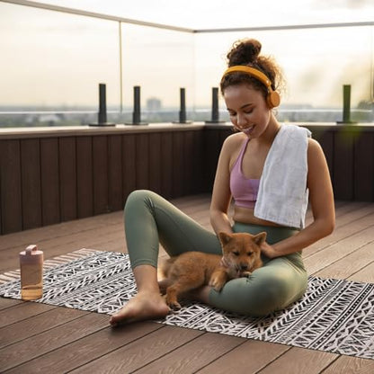 nuveti Cotton Yoga Mat - Absorbent, Grippy Tight Weave, Ashtanga & Hot Yoga Rug, Helps with Slippery Hands & Feet - color: BoBi-New
