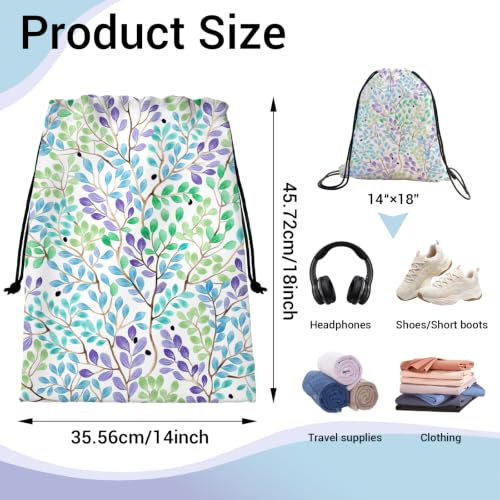 Leaf Drawstring Bag for Storage Athlete Bag for Gym Sport Yoga Shoes ipad - color: Colorful Leaf Branch, size: 18"(H)*14"(W)