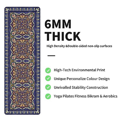 nuveti Yoga Mat Print Extra Thick TPE Non Slip Fitness Exercise Mat with Carrying Bag,72"x24" Extra Thick 6MM Exercise & Workout Mat for Yoga, Pilates Fitness and Floor Exercises - color: OSDT1
