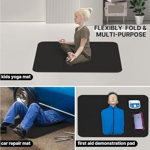 Foldable Exercise Pad Extra Thick 1.2" x 14" x 24" - color: Black+Gray
