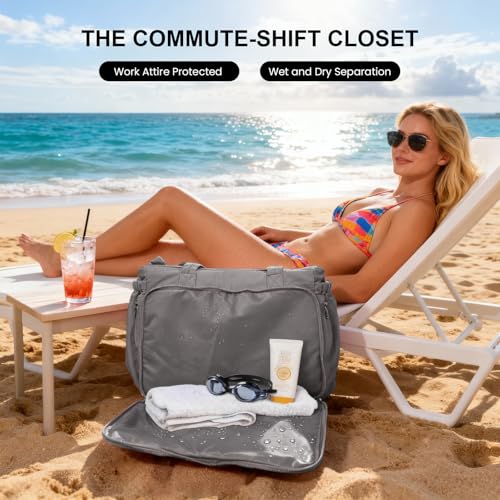 Gosect Women’s Crush Bow Puffer Tote Bag, Water Resistant Laptop Travel Yoga Work Bag - color: Grey