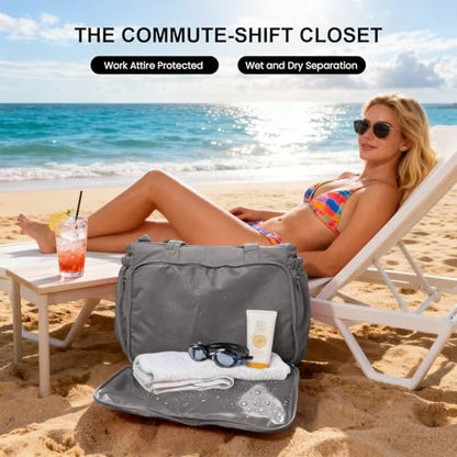 Gosect Women’s Crush Bow Puffer Tote Bag, Water Resistant Laptop Travel Yoga Work Bag - color: Grey