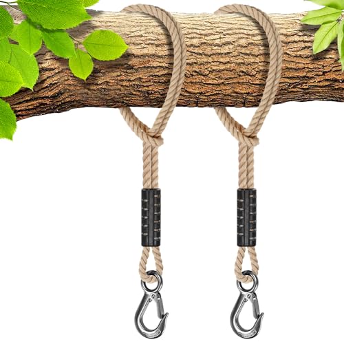 BeneLabel 2Pcs 19" Tree Swing Rope Tree Swing Strap for Hanging Hammock - color: Off-White, size: 19"(2 Pack)
