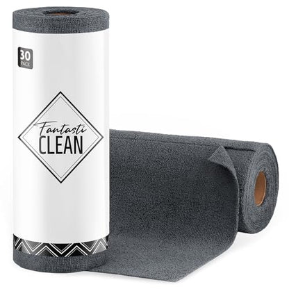 Fantasticlean Microfiber Cleaning Cloth Roll-30 Sheets, 12" x 12" (Dimgrey) - color: Dimgray, size: 30 pack