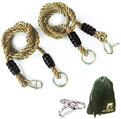 Tree Swing Ropes Hammock Chair Straps Hanging Kit with 2 Carabiners - 5.6ft & Holds Up to 600lbs, Perfect for Children Swing, Outdoor Hammock and Hanging Chair