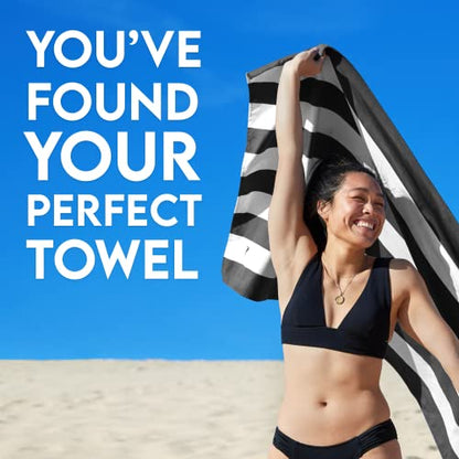 Dock & Bay Beach Towel - Quick Dry, Sand Free - Compact, Lightweight - 100% Recycled - Includes Bag - Cabana - Kamari Charcoal - Extra Large (200x90cm, 78x35) | Sand-Resistant, Includes Travel Bag, Lightweight & Compact, 100% Recycled DryQ Fabric, Extra L
