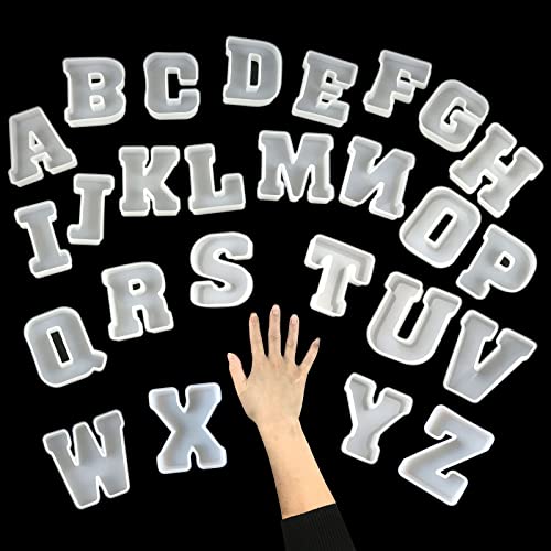 4 inch 26 Pack English Letter Silicone Mold - Alphabet Capital & Large Letter Resin Casting Mold - color: letter-4inch-26-pack