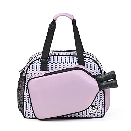 Boulder Bee Pickleball Tote Bag for Women with Paddle Holder | Fits 2 paddles. 2 side pockets for water bottle. Lightweight. Vintage floral patterns. Perfect gym & court bag. - color: Pink Done