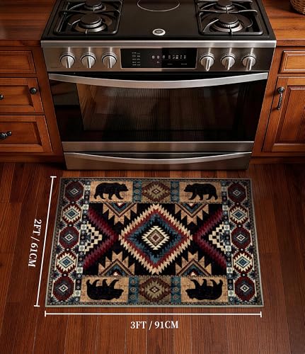 YIHOUSE Washable Western Cabin Area Rug 2x3 Entryway - color: Bear, size: 2'x3'(Rectangular)