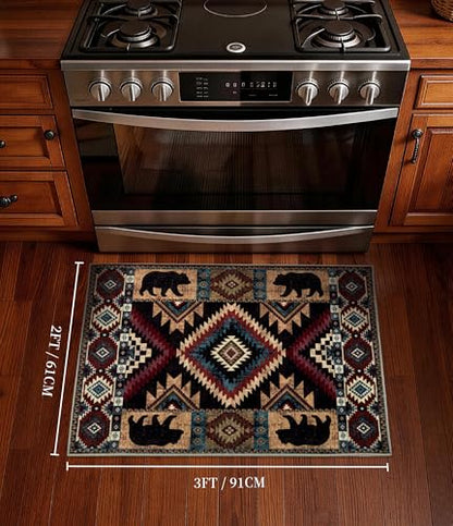YIHOUSE Washable Western Cabin Area Rug 2x3 Entryway - color: Bear, size: 2'x3'(Rectangular)
