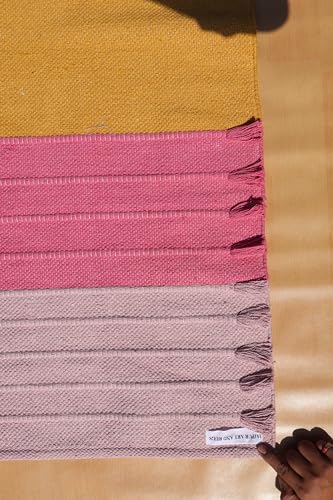 Jaipur Art & Rugs Cotton Yoga Rug - Eco-Friendly Hand-Woven Thick Mat (24”x72”x5mm) for Everyday Fitness at Home - Comfortable & Extra-Long - color: Multicolor 9