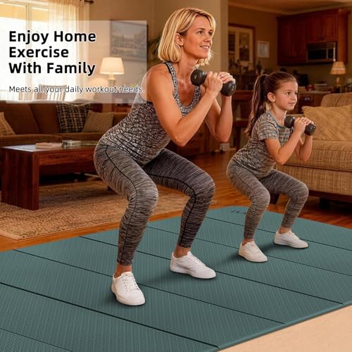 Foldable Yoga Mat 74"x47.2"x 0.4" – Large Yoga Mat - color: Deep green+Gray
