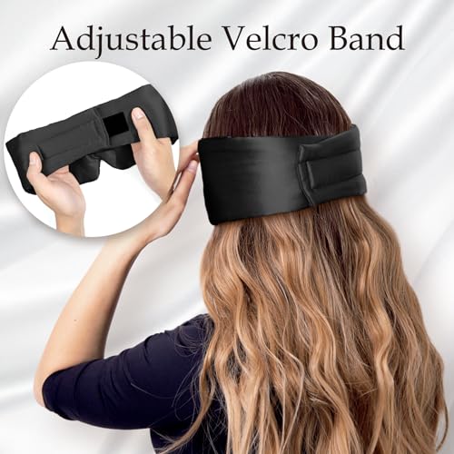 Zenssia 100% Mulberry Silk Sleep Mask Eye Mask for Men and Women, Black - color: Black