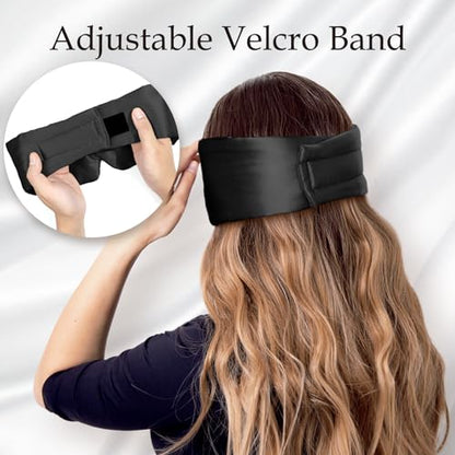 Zenssia 100% Mulberry Silk Sleep Mask Eye Mask for Men and Women, Black - color: Black